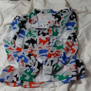 Lloyd Williams Geometric Puzzle Colorful Abstract Print Blouse Sz 14